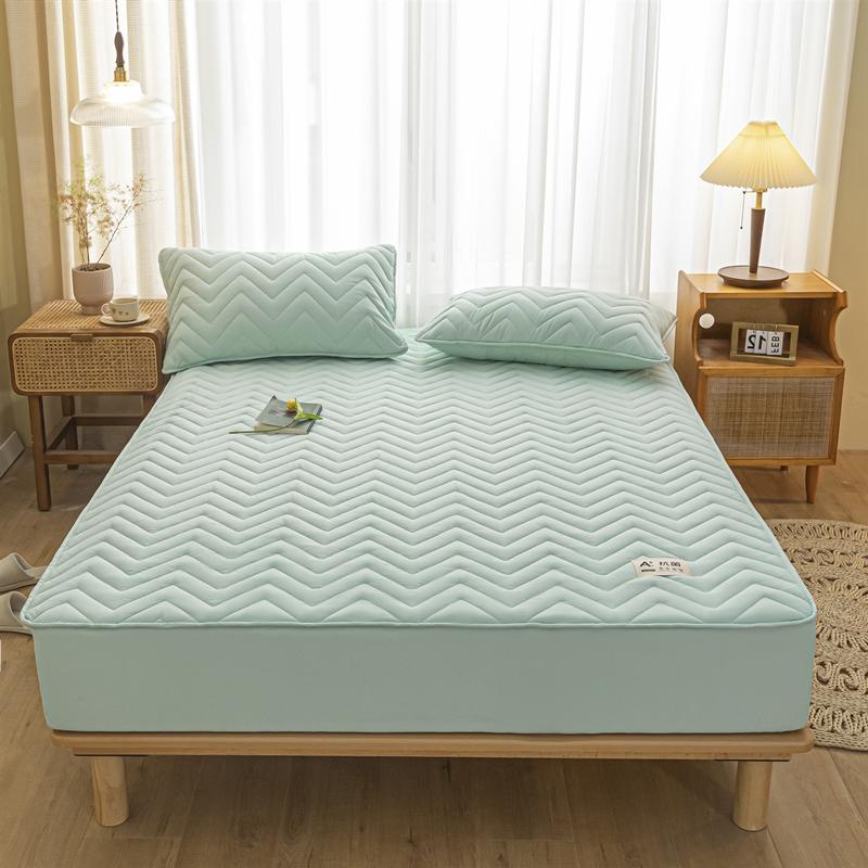 

Утолщенный наматрасник из чистого хлопка, простыня на резинке, 140x200, 150x200, 160x200, однотонный чехол для матраса 2xPillowcase 48x74cm