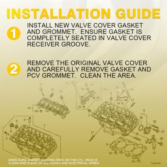 Engine Valve Cover Gasket Set for Honda Accord 2003-2012 2.4L L4 2354cc 144cid V