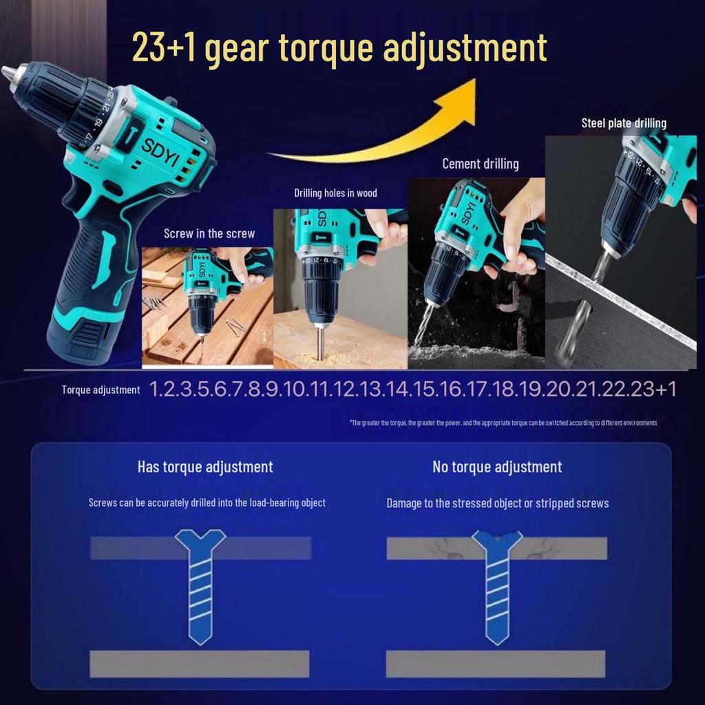 SDYI High Power Rechargeable Brushless Hand Drill & Electric Screwdriver