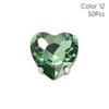 50Pcs/Pack Heart Shape Glitter Sewing Rhinestones Sew On With Silver Claw Glass Crystal Stones 8mm Diamond Beads Ornament