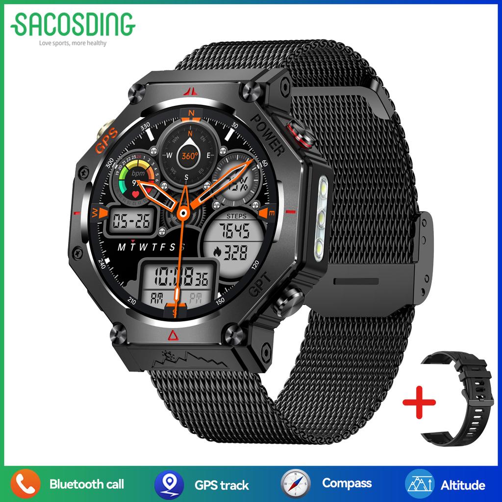 Nové Ai ChatGPT GPS Chytré hodinky Muži 530mAh Bluetooth Volání IP68 Vodotěsné Venkovní LED Svítilna Kompas Sportovní Chytré hodinky 2025