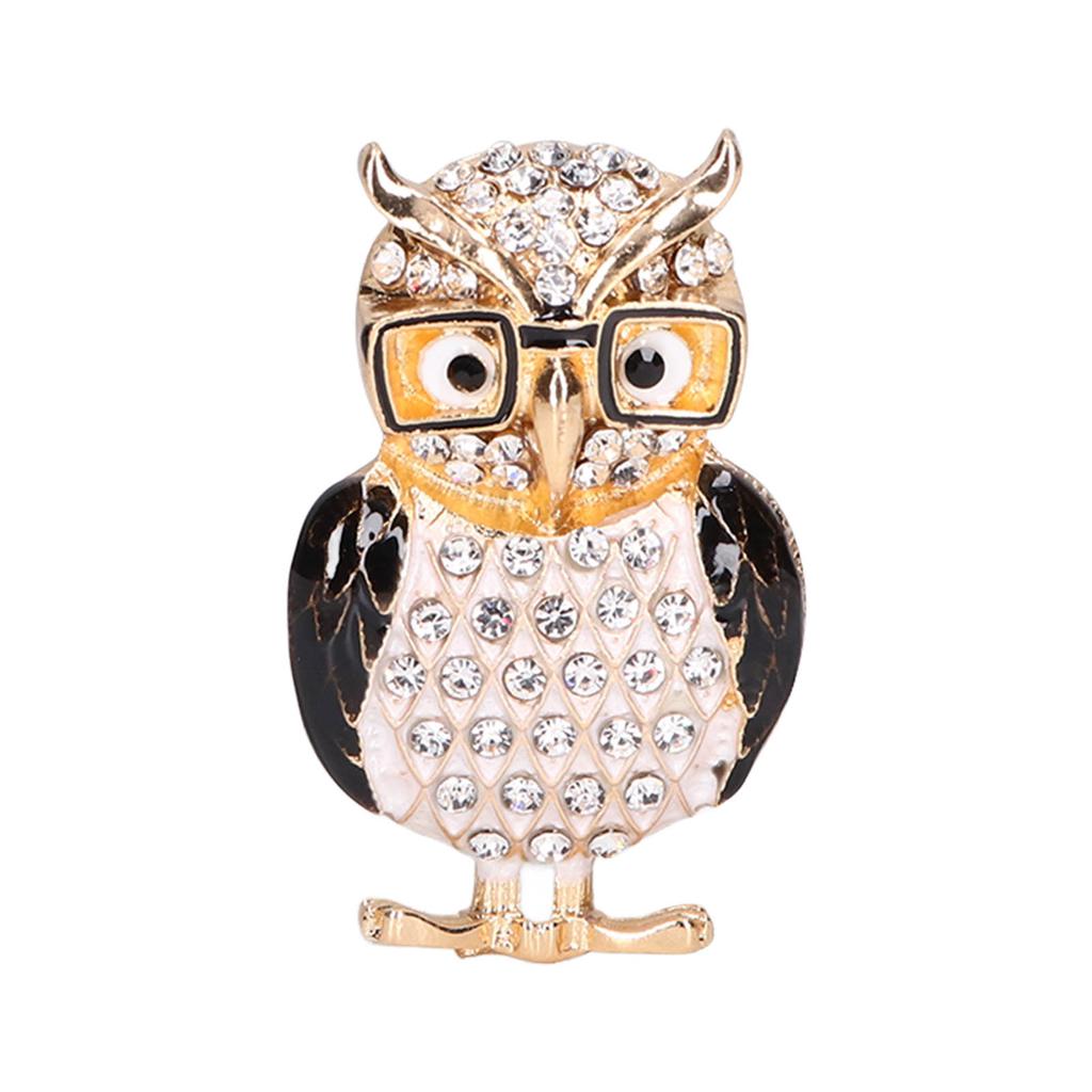 Spectacles Owl Brooch Alloy Rhinestone Cute Animal Brooch for Women Girls Festival Jewelry Gift