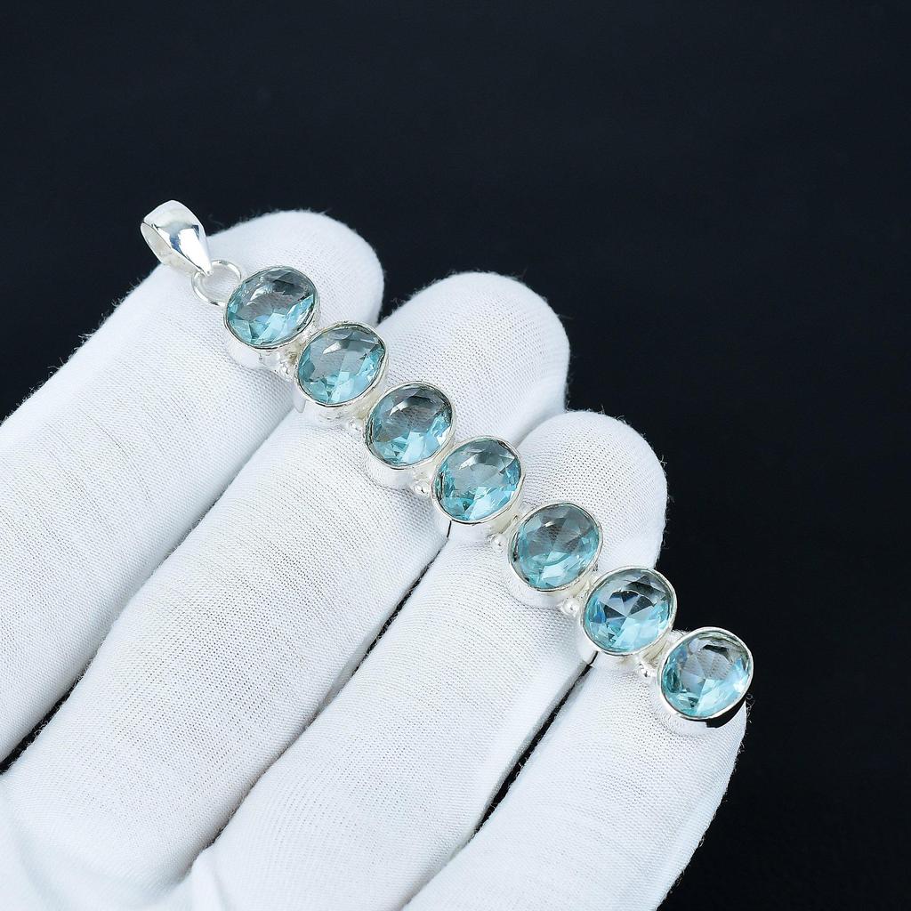 Aquamarline Pendant, 925 Sterling Silver Pendant, Handmade Pendant, Antique Pendant, Aquamarline Gemstone Pendant, Party Wear Gift