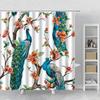 Flower Shower Curtain Set Orchid Teal Rose Plant Floral Leaves Print Bathroom Decor Fabric Bath Curtain Bathtub Accessories Hook