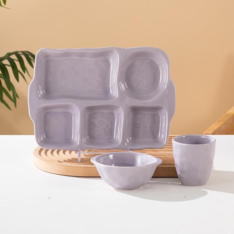 Cream Ceramic Divided Meal Plate Set
