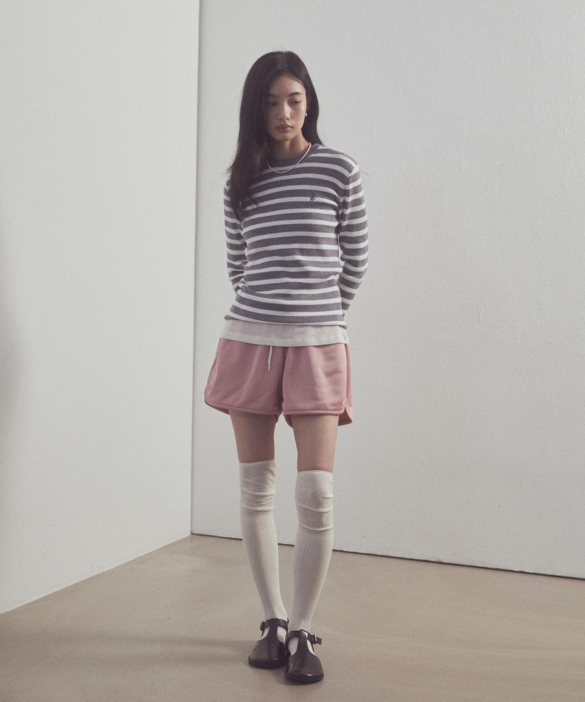 ITER Logo Stripe Long Sleeve Knit_Grey