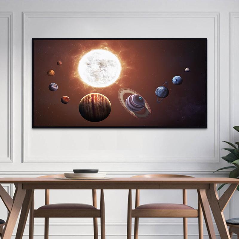 Cosmos Starry Sky Hanging Painting Space Galaxy Canvas Poster Solar System Planet Orbital Map Home Decoration Pictures for Wall
