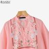 ZANZEA Women Floral Print Casual 3/4 Sleeve Blouse