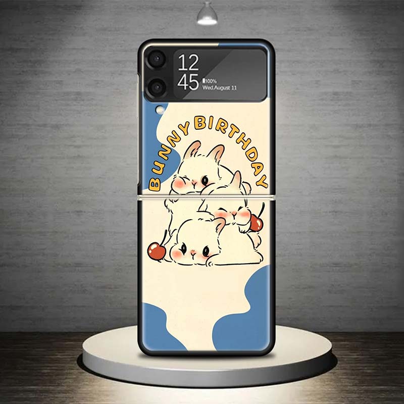 

Cartoon Cute Little Rabbit Phone Case For Samsung Galaxy Z Flip 7 6 5 4 3 5G Cover ZFlip7 ZFlip6 ZFlip4 ZFlip5 ZFlip3 Coque Fund Samsung Z Flip 5