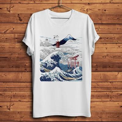 Velká vlna u Kanagawy Cunami Fudžijama Tričko vtipné tričko homme krátké tričko Unisex vintage Ukiyo ležérní tričko Unisex streetwear