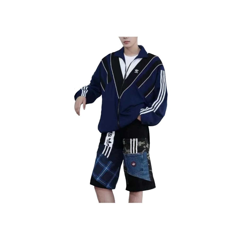 adidas Originals Warm Windproof Breathable Stand Collar Zip Jacket Unisex Jacket Blue JW9740