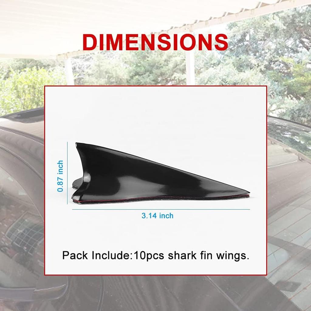 Alpha Racing Air Vortex Generator Shark Fin Set of 10 Spoiler, Roof Wing Pointed End Style