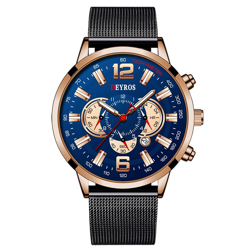 Men'S Watch Fashion Student Calendar Luminous Quartz Movement Watch