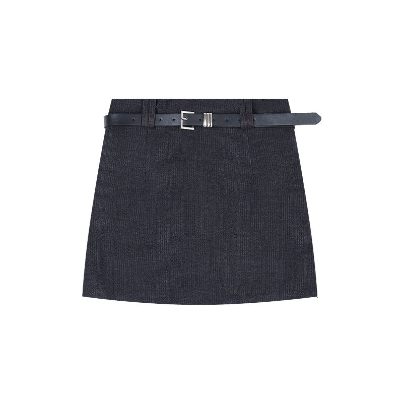 

Preppy Style Retro High Waist Woolen Skirt Women s Early Autumn Gray High Waist High Waist Fashion Tape A- line Skirt Bodycon Dress Short Skirt Dark gray XL