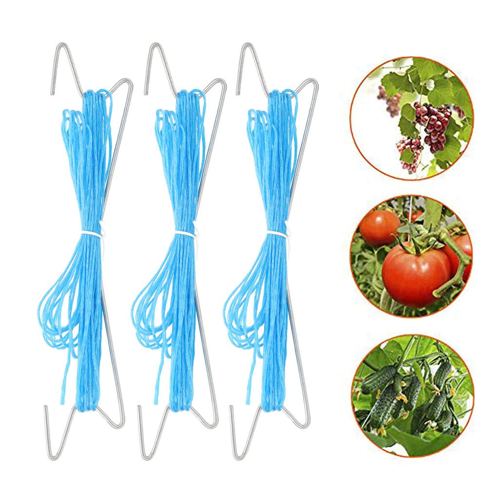 10PCS Tomato Support Hooks Iron Garden Plant Climbing Hooks with 10 Meters Twine to Prevent Tomatoes From Pinching Or Falling Off