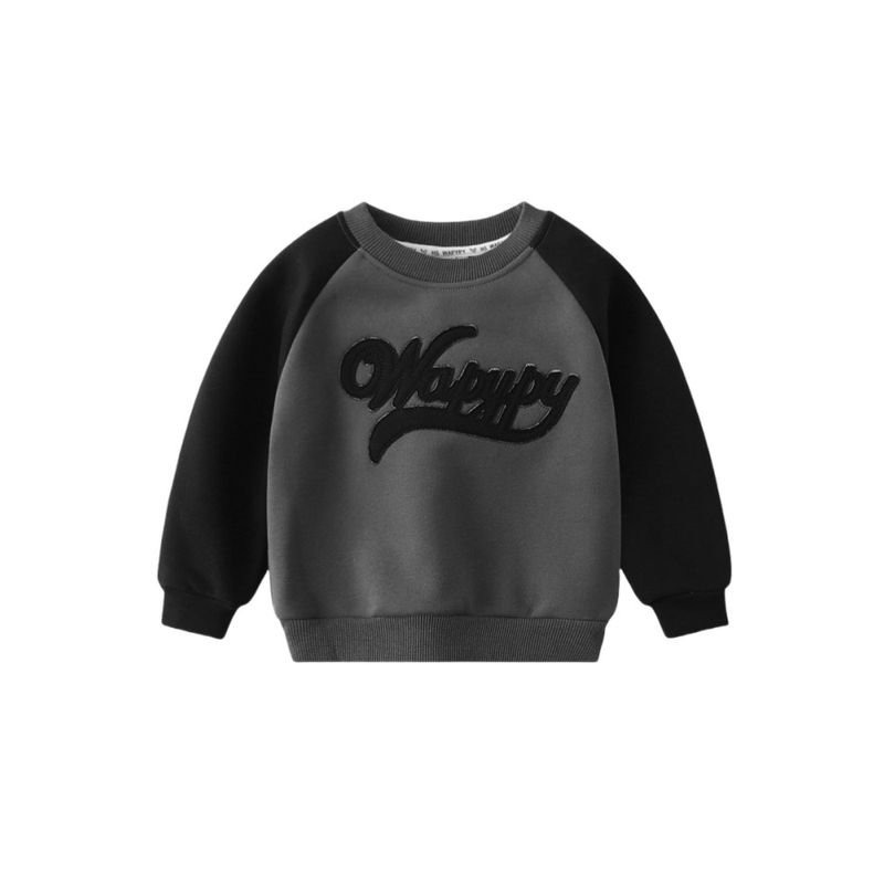 Children's Fleece Sweatshirt for Autumn and Winter, Boys' Fleece Top, Boys' Letter Print Warm Pullover Clothing