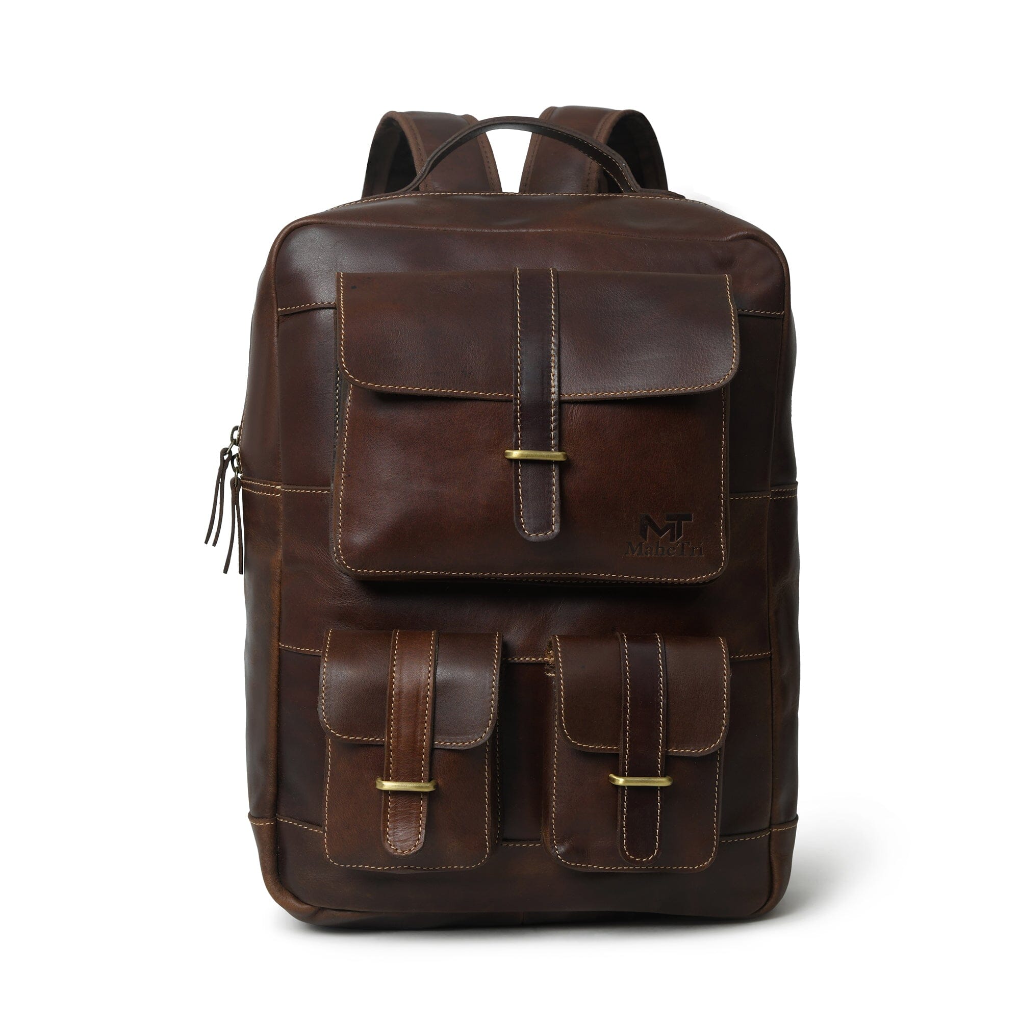 MaheTri Mahi Classic Backpack Genuine Leather Bag For Everyday Use 16 Inch коричневый