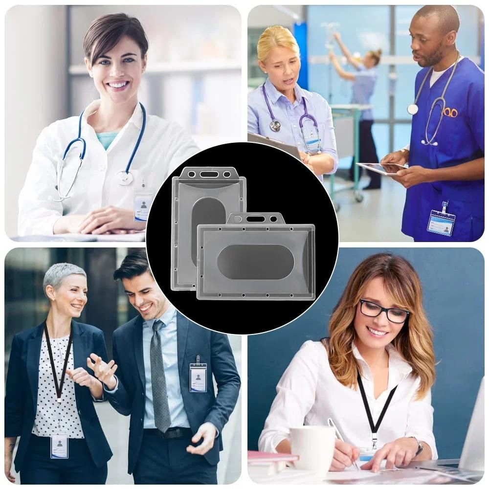 20/10/5/1PCS Transparent Frosted ID Tag Name Badge Holder Premium Clear Plastic Card Sleeve for Nurse Staff Card Protector