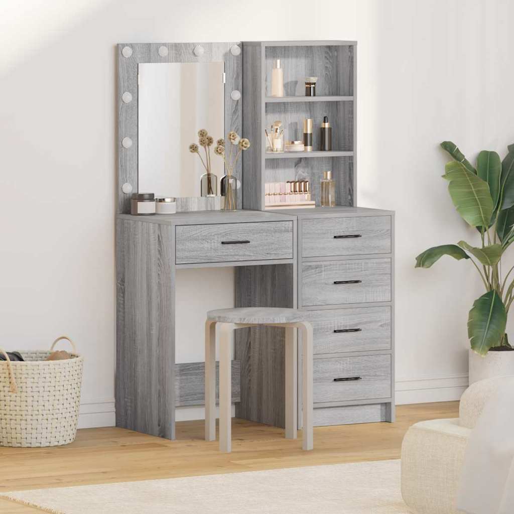 Makeup Table 2 pcs Gray 50 x 41 x 135 cm Engineered Wood