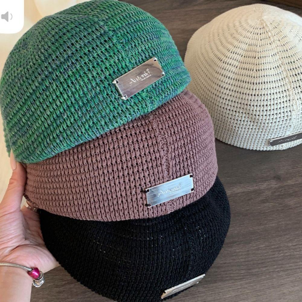 Breathable Weave Hat Vintage Crochet Knitted Cap Brimless Cap Hollowed Out Beret Hat  Girls