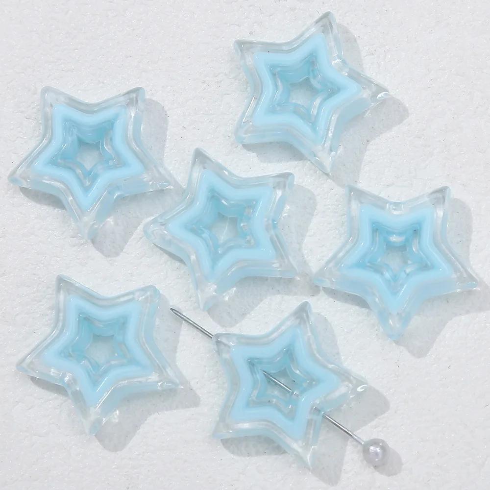 TX13 Pentagram Niche Girl Wind Sweet Design Filling Bead Bracelet Spacer Acrylic Hollow Star Necklace DIY Jewelry Accessorie