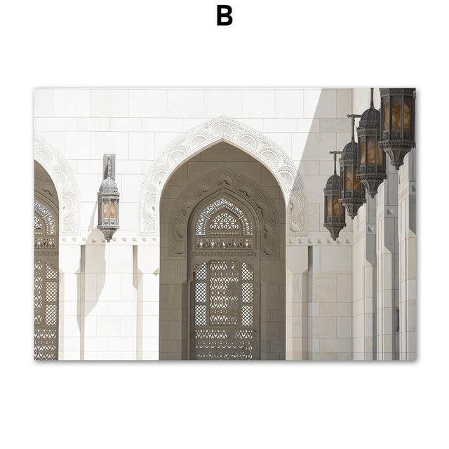 Mezquita islámica Marruecos Corán galería puerta cuadro sobre lienzo para pared carteles nórdicos e impresiones fotos de pared para decoración para sala de estar
