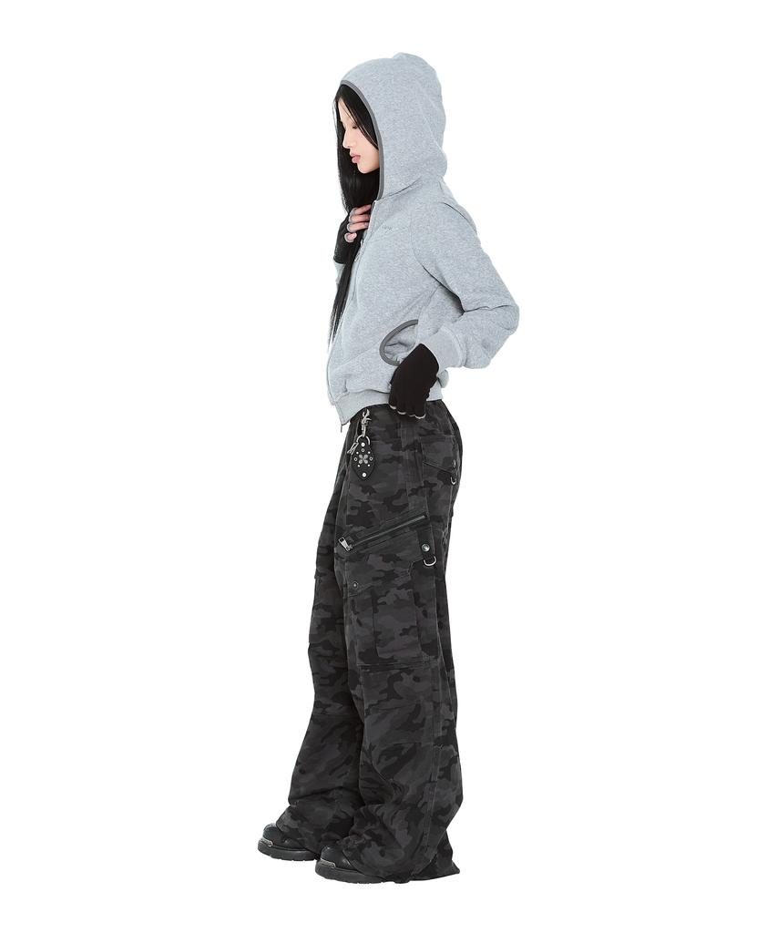 Aakam Incision Terry Zip-Up Hoodie (Gray)