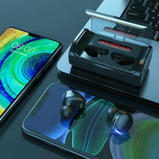 T8 Wireless Earphone Noise Reduction IPX7 Waterproof Touch Screen Bluetooth-compatible 5.1 9D Stereo Headset for Home