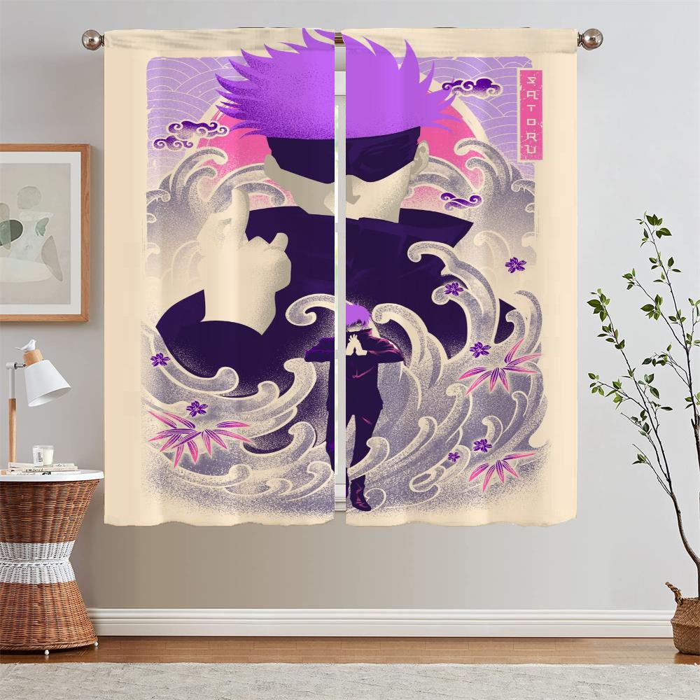 Jujutsu Kaisen Curtain Tulle for Living Room Decoration Youth Room Curtains Blackout Kitchen Curtains 2 Pcs Set Blind Tentacles