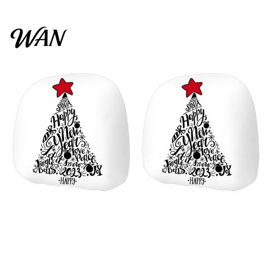 Funny Christmas Car Prints 2Pcs Headrest Covers, Elastic Holiday Printed Head Rest Cover, Fabric Seat Accessories Auto Pillow Protector for