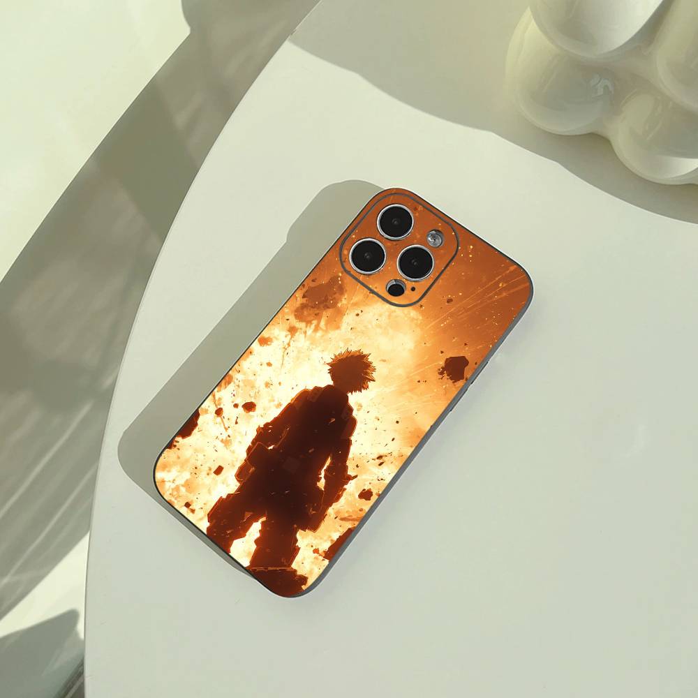 

Shonen Anime-My -H-Hero -Academia Phone Case For iPhone 17,16,15,14,13,12,11 Pro Max,16Plus,XS Soft Black Cover iPhone14Plus