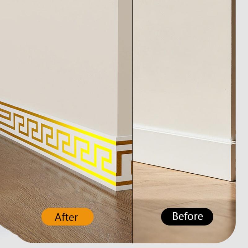 Thick Self-Adhesive PVC Baseboard - Waterproof Wall Skirting Decor, Imitation Tile Kickboard Strip, Easy Peel & Stick