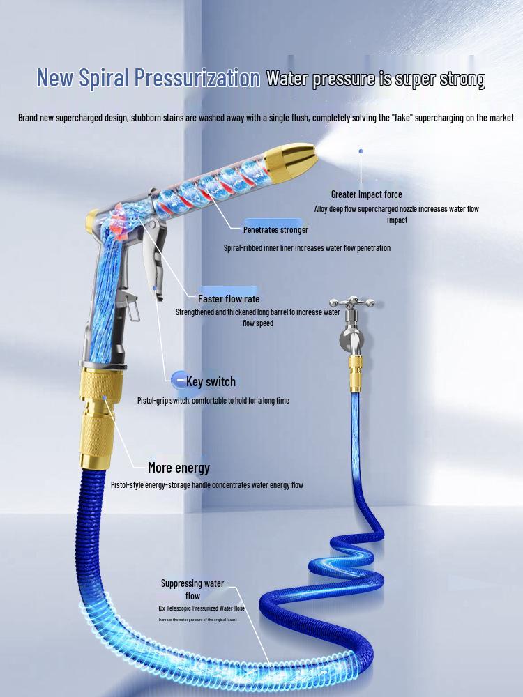 High-Pressure Car Wash Water Gun with Telescopic Hose