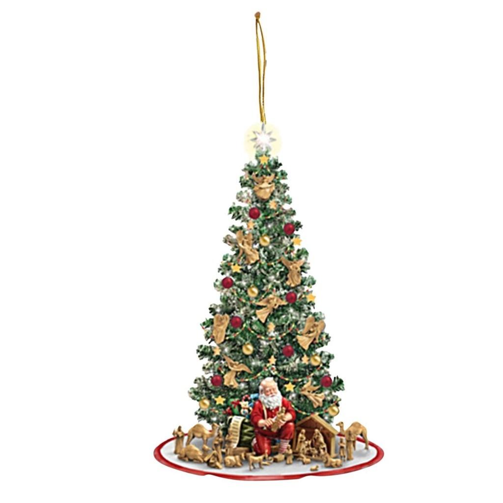 Christmas Cheerful Acrylic Tree Santa Car Charm Whimsical Home And Auto Decoration