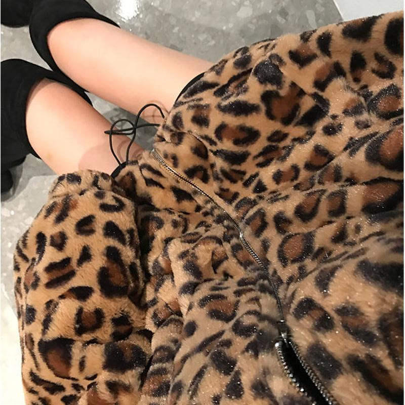 Veste d'hiver à imprimé léopard pour femme, col montant, parkas chaudes, vêtements d'extérieur, automne hiver, manteaux amples en fourrure