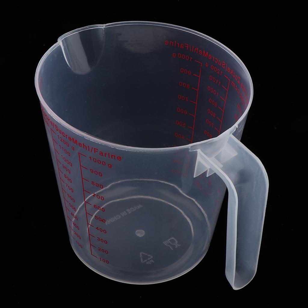Measuring Cup Plastic Beaker - Heat Resistant Transparent Labs Graduated Beakers 1200ml