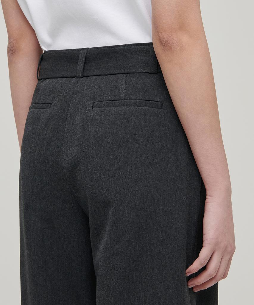 MUSINSA STANDARD WOMAN Women'S Real Wide Belted Slacks [Charcoal Gray]
