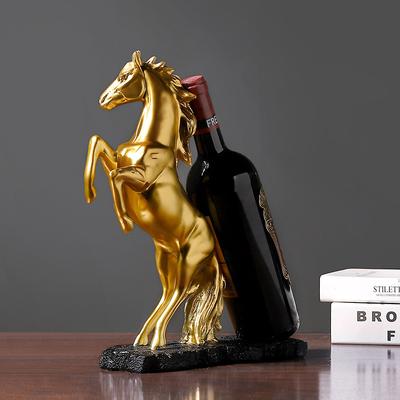 Porte-bouteilles Cheval de Guerre Doré Meuble à Vin Ornements Artisanat en Résine Décoration de Table de Maison Cheval Doré Porte-bouteilles de Vin Rouge