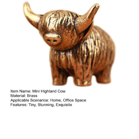 Mini Kupfer Hochlandrind Figur Miniatur Messing Hochlandrind Kleine Rinder Skulpturen für Zuhause Büro Bücherregal Mikro Landschafts Zubehör