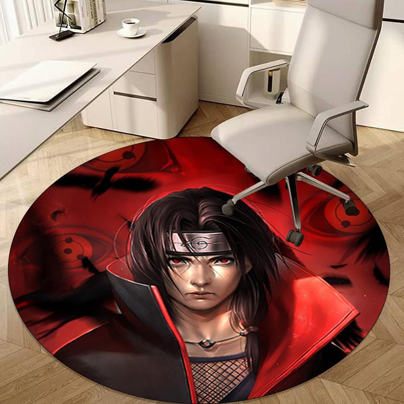 1Pc Uchiha Itachi Circular Print Rug - home decoration Carpet For Living Room Bedroom Flooring Computer Chair Area Rug