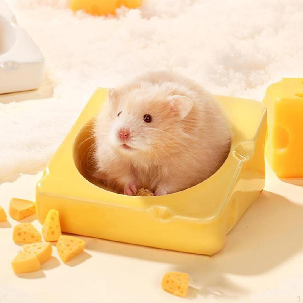 Compact Hamster Food Dish - Sturdy Ceramic Feeding Bowl for Small Pets
