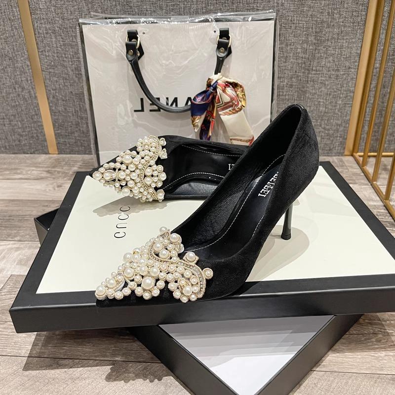 

Замшевые туфли на высоком каблуке женские шпильки 2025 новые модели профессиональный темперамент остроносые замшевые рабочие туфли женские универсальные 40