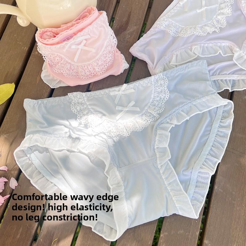 Girl Summer Sexy Sweet Lovely Ice Silk Without Trace Pure Cotton Crotch Skin Breathable Briefs