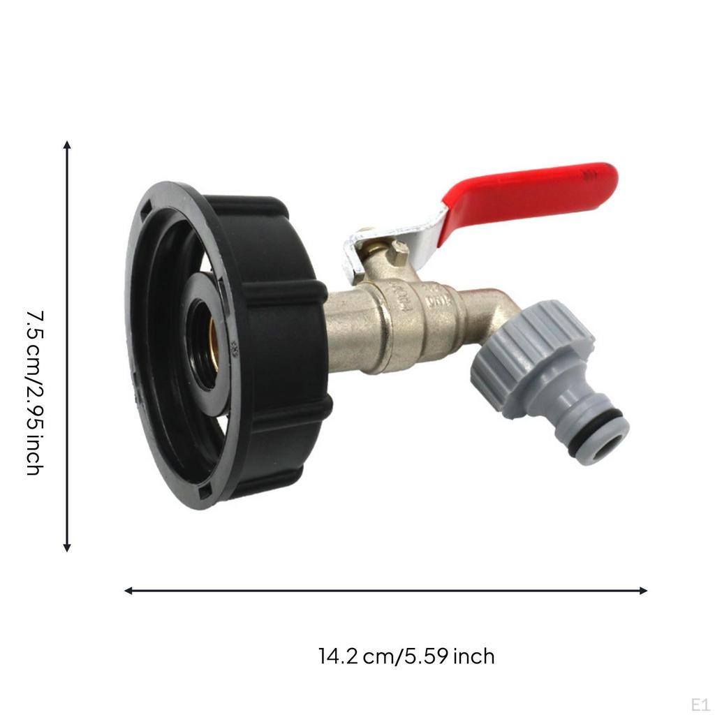 IBC Tank Adapter with Shutoff Brass Tote Leakproof for Garden Watering 12IN Nipple Faucet