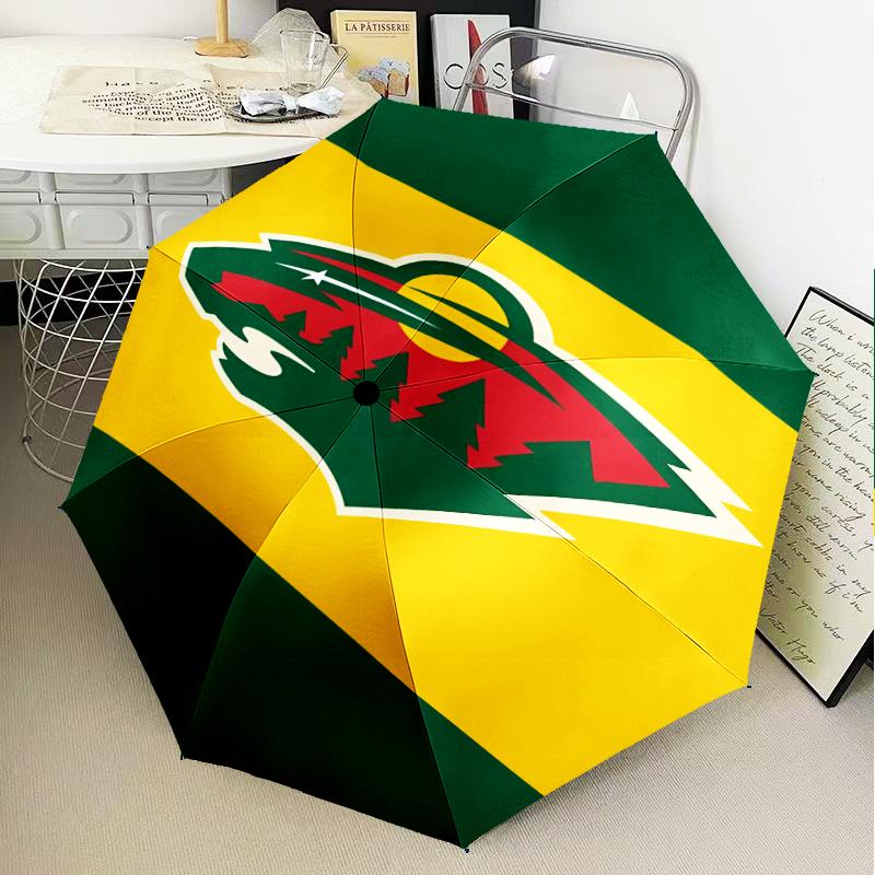 Minnesota Hockey Team Umbrella Folding Umbrella, Automatic Umbrella 8-Frame for Travel, Camping Use Gift for Halloween Christmas