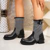 Women's Retro British Paneled Lace-Up Boots with and Straight Shaft for Fall Winter