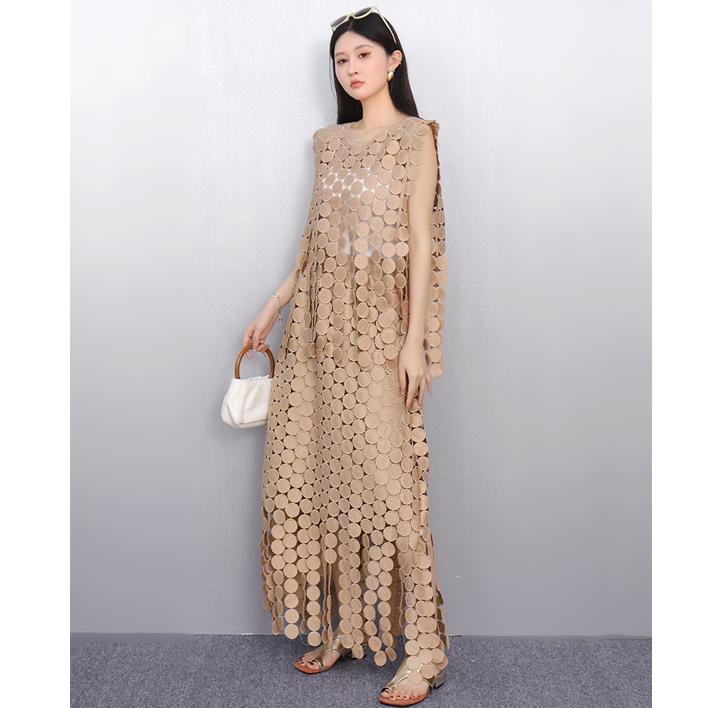 Dimanaf 2025 New Skirt Suit Women Lace Dot Knitting Hollow Out Sexy O-Neck Hollow Summer Style Tops Tees Loose Basic