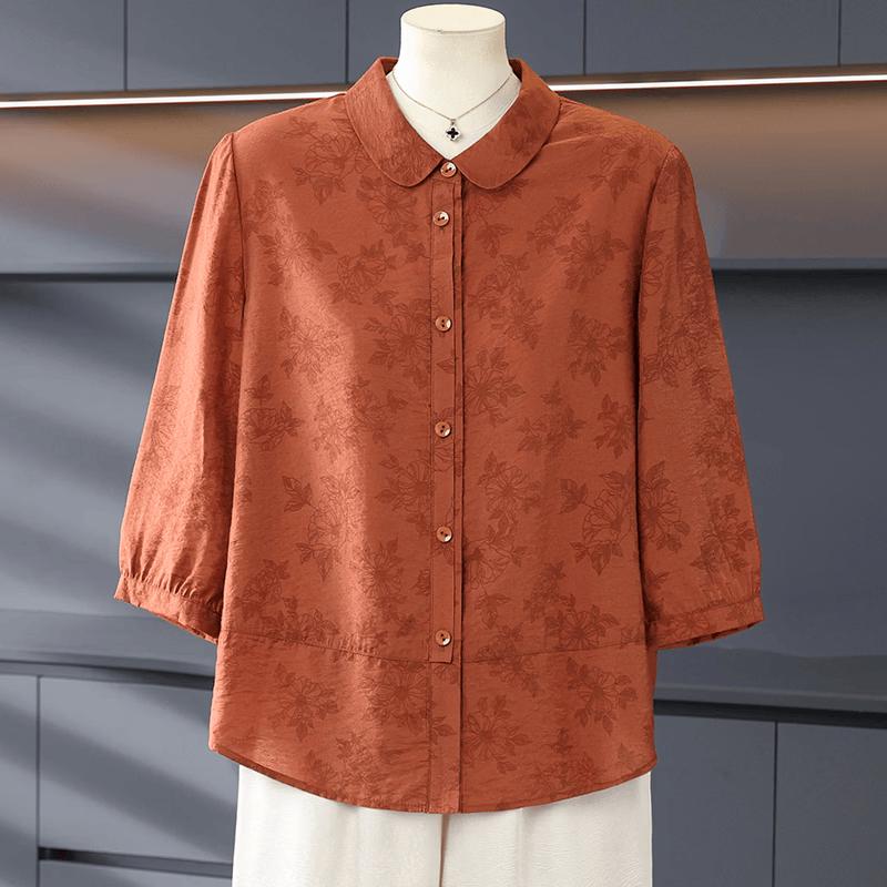Yuzhaolin Mom s Printed Seven-Sleeve Shirt L