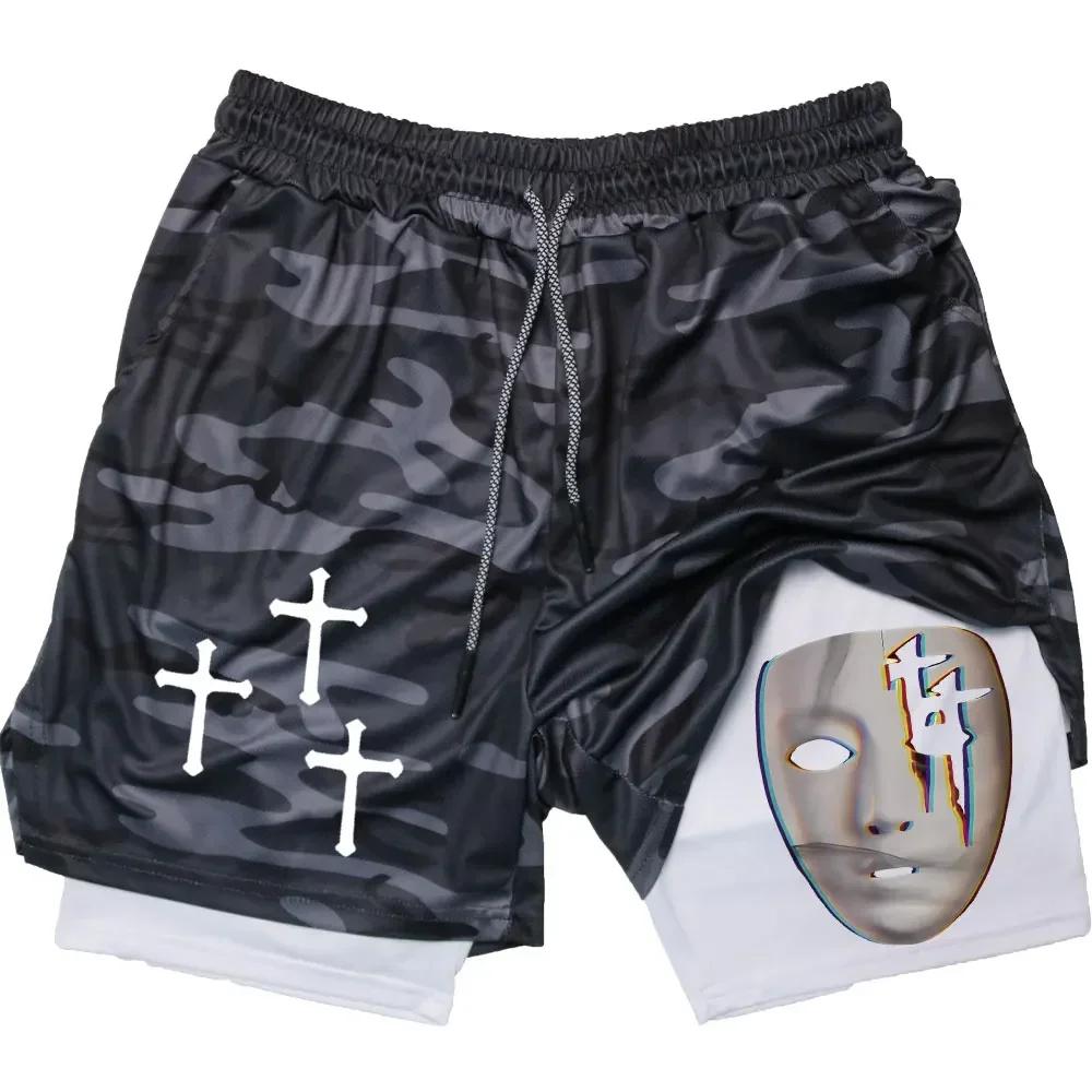 2026 Summer Jogging Shorts Men's Gym Shorts 2 In 1 Mesh Quick Dry Sport Performance Fitness Workout Double Layered Board Shorts