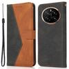 For Honor Magic7 Pro 5G Case Color Splicing Wallet Stand Leather Phone Cover with Wrist Strap